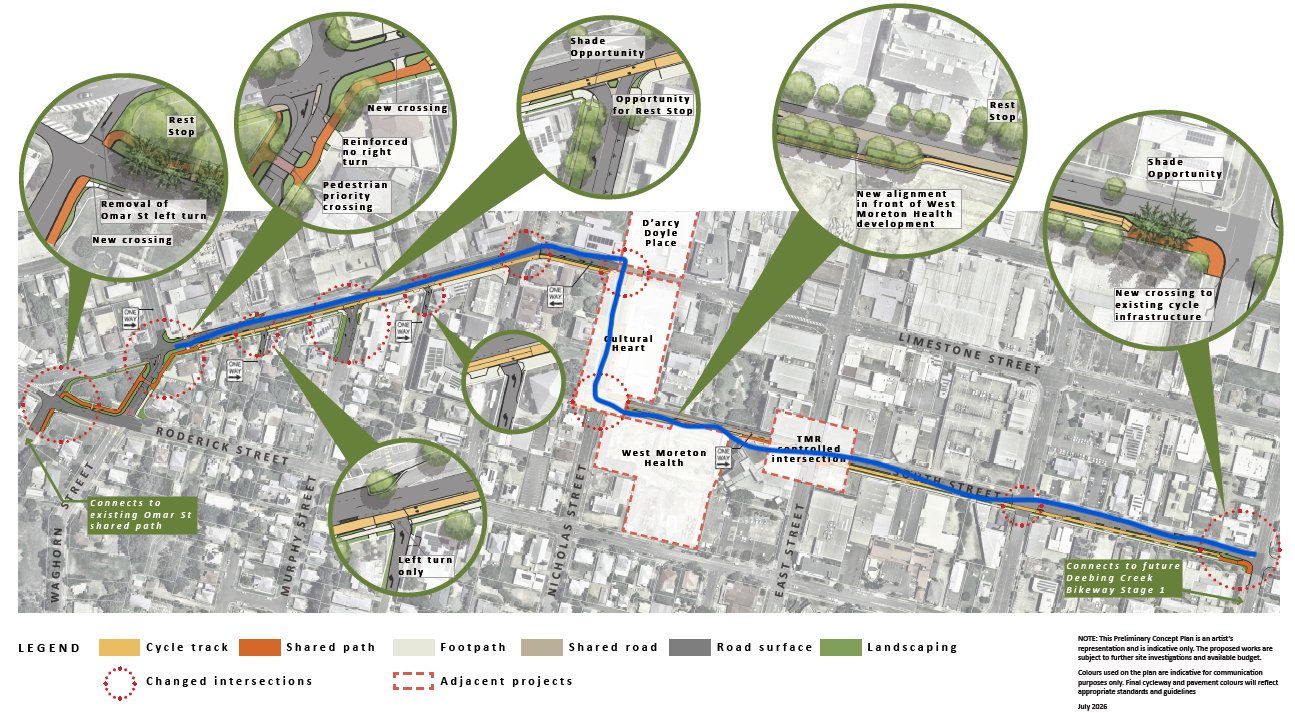 Council's inner city bikeway plan, annotated